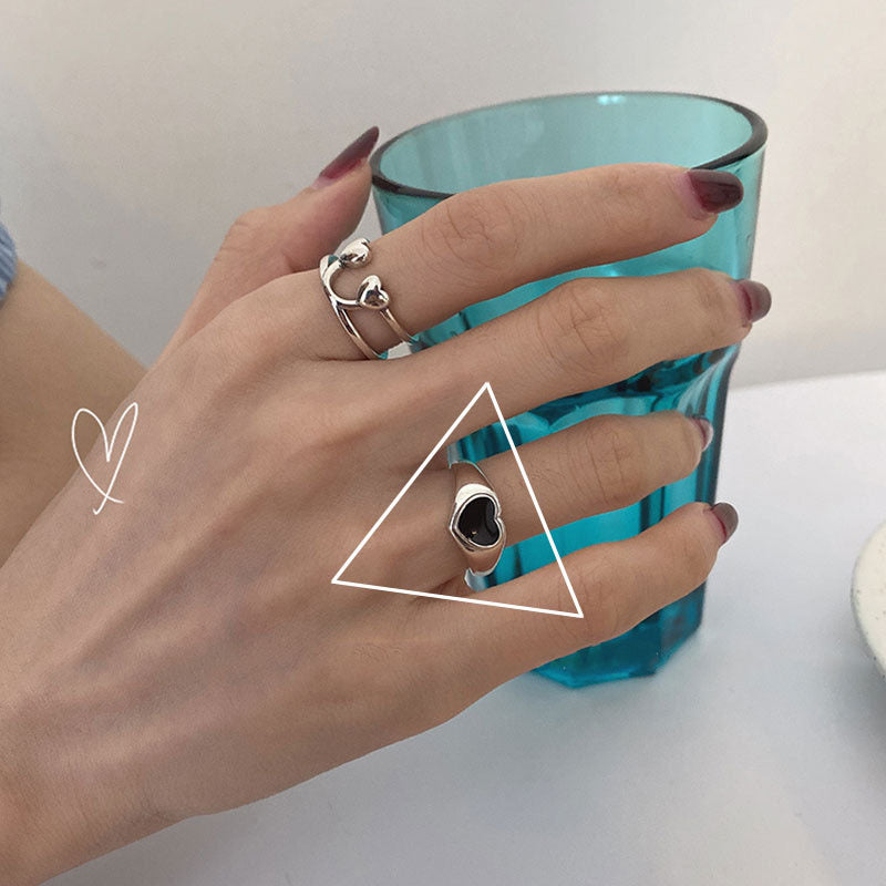 Anillo de moda con forma de corazón y cara sonriente