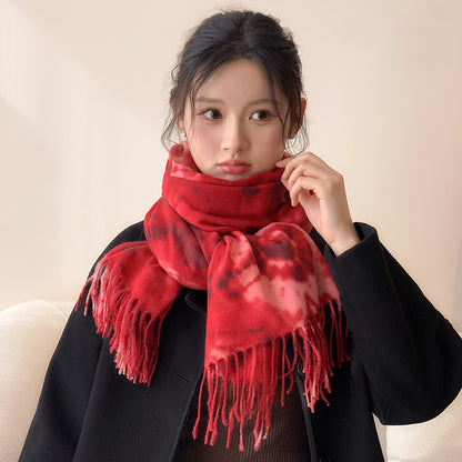 Retro Tie-dye Printing Super Soft Artificial Cashmere Scarf