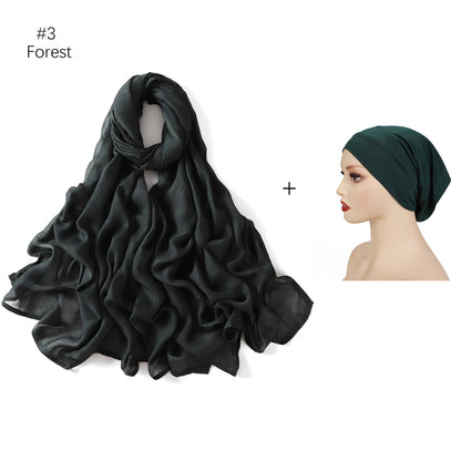 Large Size Scarf Bottoming Hood Same Color Wide Edge Smoke Pipe Cap Combination Set