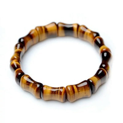 Natural Tiger Eye Stone Bamboo Hand Row