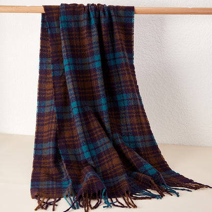 New Complex Plaid Scarf Thickened Autumn And Winter Soft Scarf