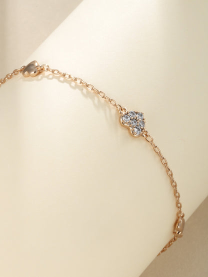 Pulsera de oro de 18 quilates con forma de corazón y diamantes para mujer