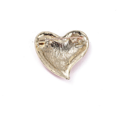 Women's Heart-shaped Diamond Brooch Vintage Rhinestone Pin