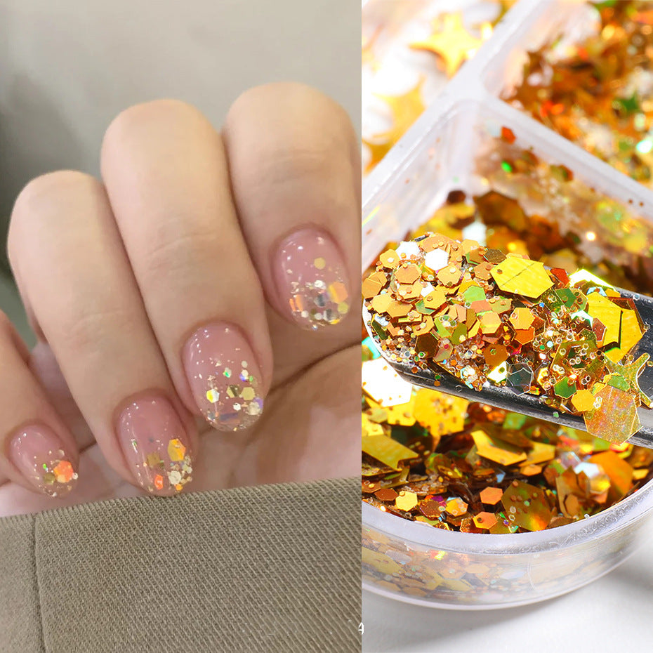 Gold And Silver Laser Irregular Nail Glitter Sequins