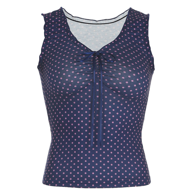 Blusa de punto interior sin mangas con lunares para mujer