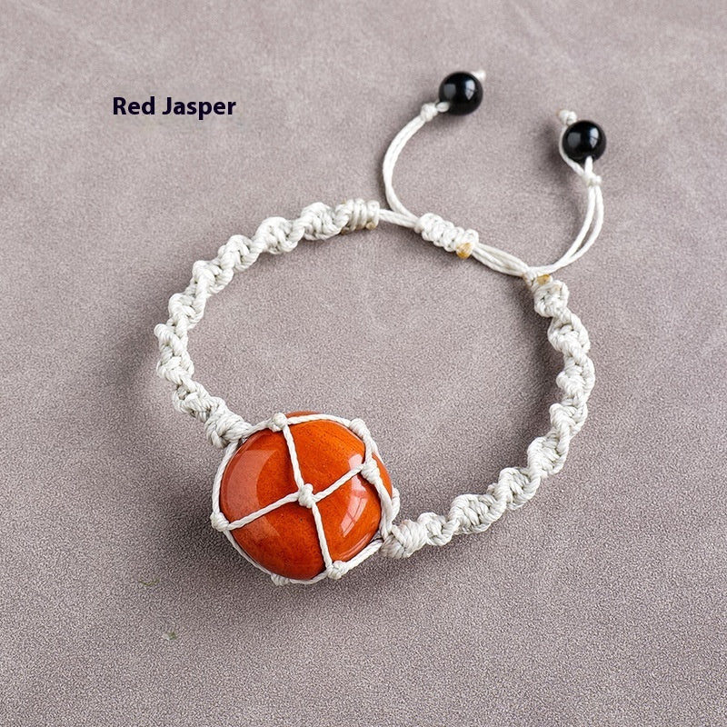 Natural Crystal Rolling Stone Mesh Bracelet