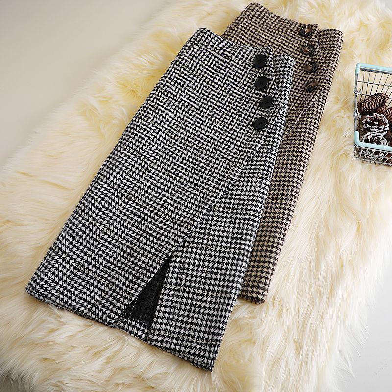 Women's Design Houndstooth Midi Skirt