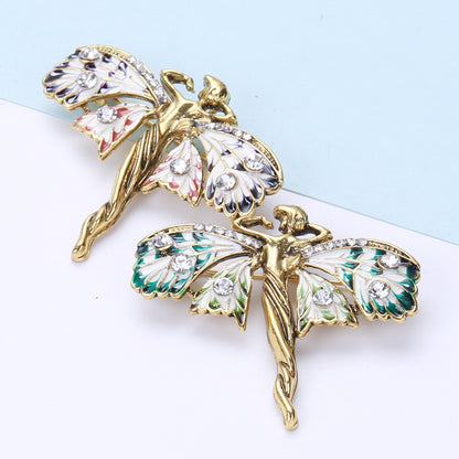 Broche de mariposa doble con goteo de esmalte europeo y americano