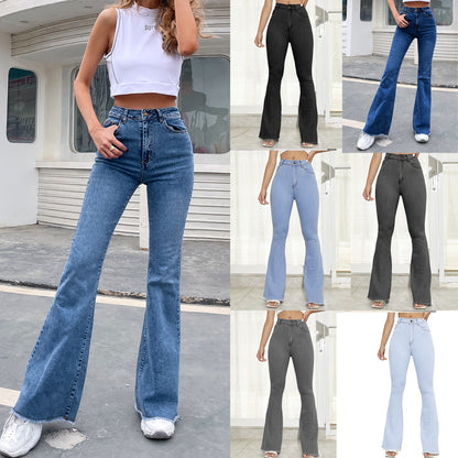 Wide Leg Elastic Stitching Denim Durable And Comfortable