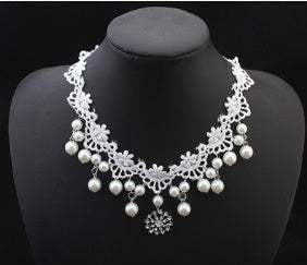 Conjunto de collar y collar de perlas de alta gama, accesorios de boda para novia, joyería elegante de moda europea, paquete súper rentable