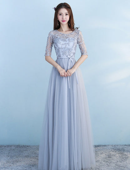 Long Bridesmaid Blue Wedding Dress Girlfriends Party Dress