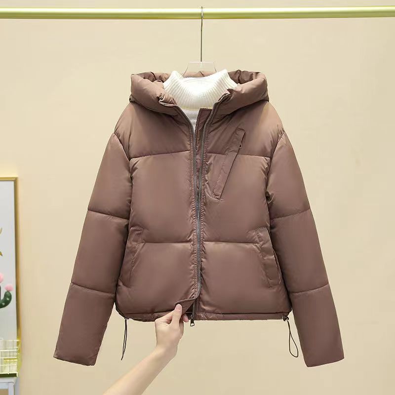 Short Solid Color For Women With Pocket Coat Thick Warm Cotton-padded Jacket