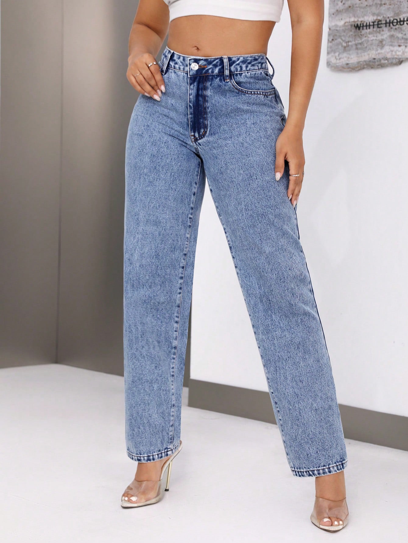 Women's Retro Fashion High Waist Denim Straight