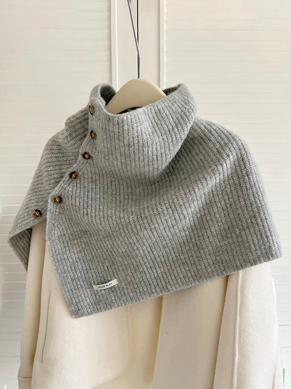 Wool Shawl High Collar Warm Knitted Cape