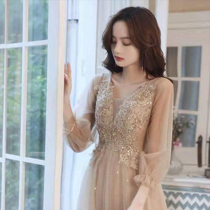 Slim Beauty Gold Banquet Evening Dress