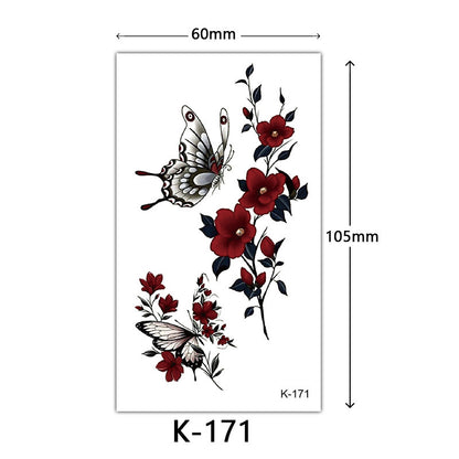 Tattoo Stickers English Letters Flowers Butterfly Sketch Lines Waterproof Tattoo