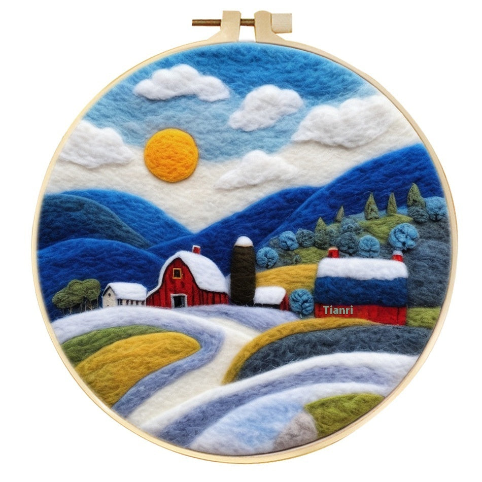 Wool Felt Painting With Embroidery Frame Needle Felt Supplies Suitable For Beginners