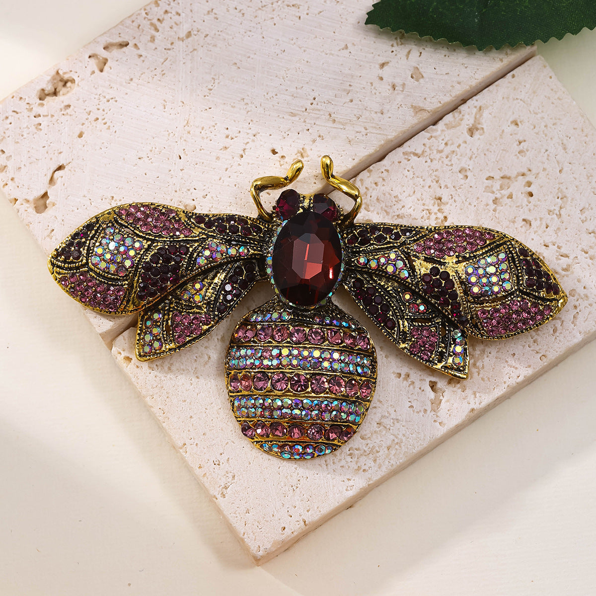 Broche de abeja de cristal con joyas de estilo antiguo para hombres y mujeres, estilo retro de dopamina