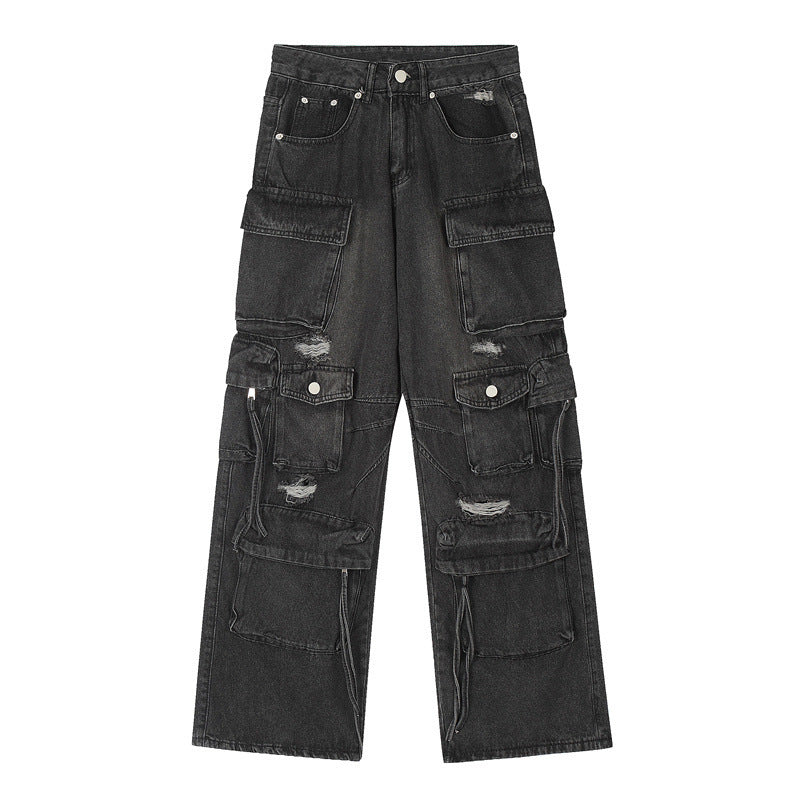 Fashion Personality American Workwear Denim Trousers