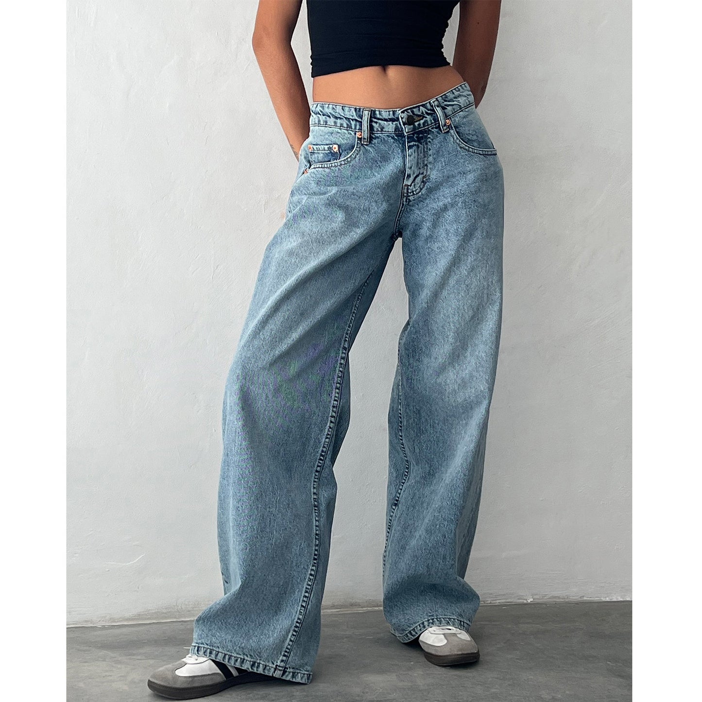 Street Wide Leg Denim Women's Pants