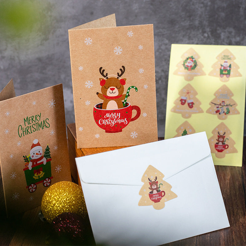 Kraft Paper Christmas Blessing Card Message Card Envelope Sticker