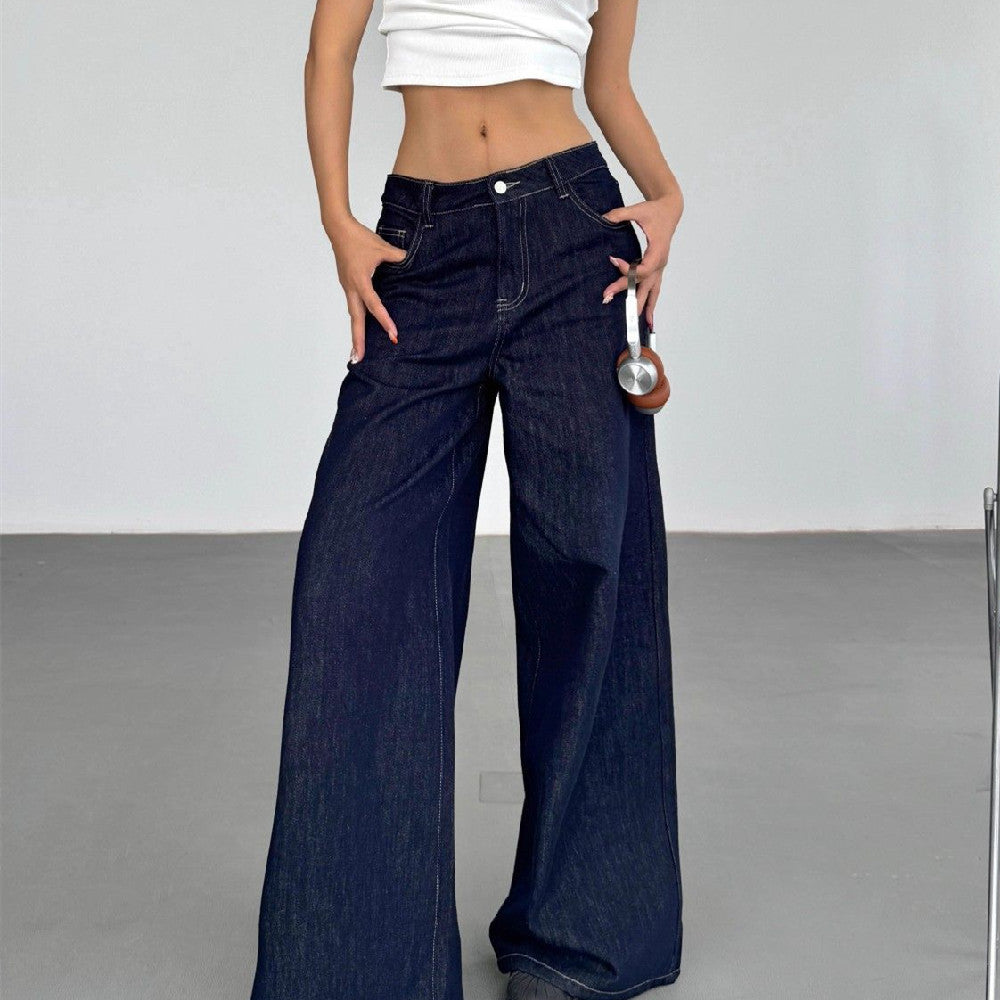 Fashion American Retro Wide Leg Jeans For Women