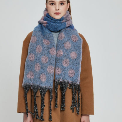 Shawl Thickened Scarf Tassel Jacquard Dot Scarf