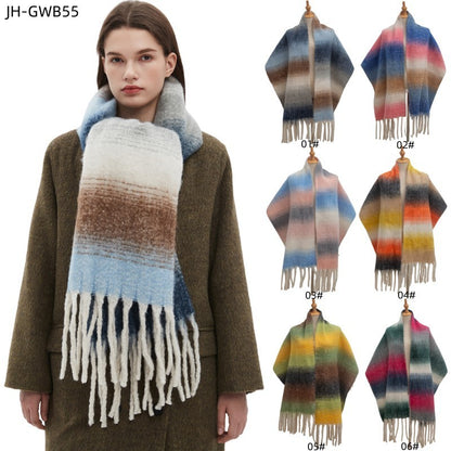 New Tassel Gradient Color Scarf Shawl