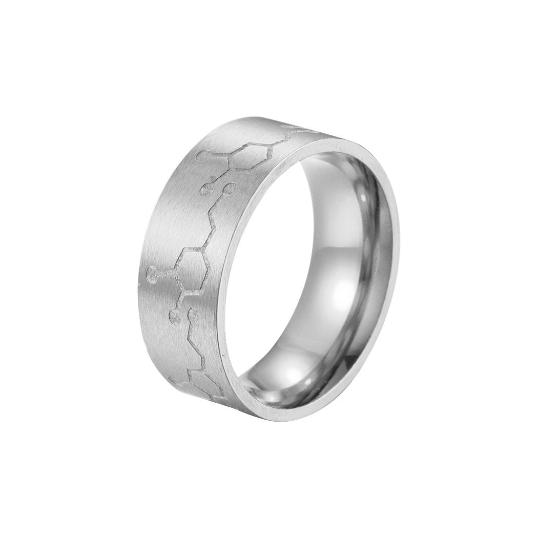 Anillo de acero inoxidable con estilo para amantes de la dopamina