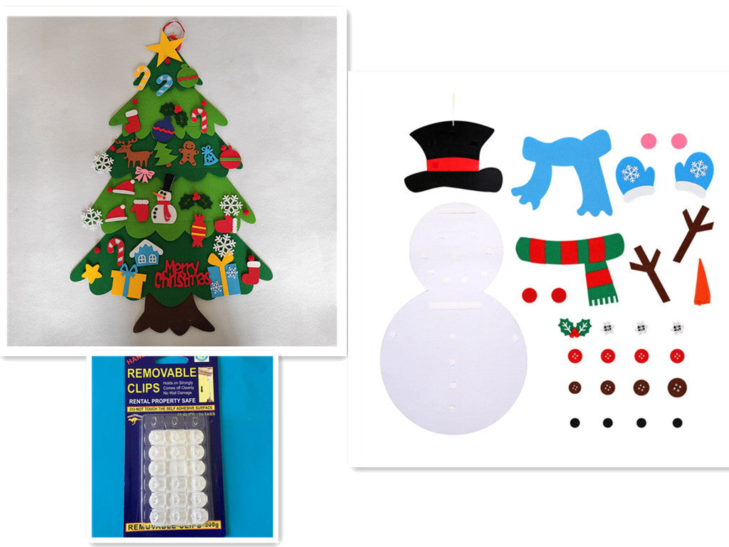 Árbol de Navidad de fieltro para bricolaje, regalo de Año Nuevo para niños pequeños, juguetes hechos a mano, adornos para colgar en la pared de la puerta, juego de decoración para fiestas navideñas y hogar