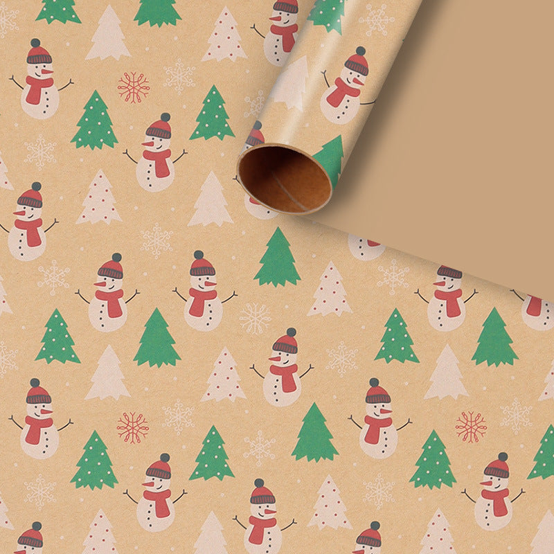 Kraft Paper Creative Gift Box Decorative Paper Santa Claus Snowman Snowflake Wrapping Paper