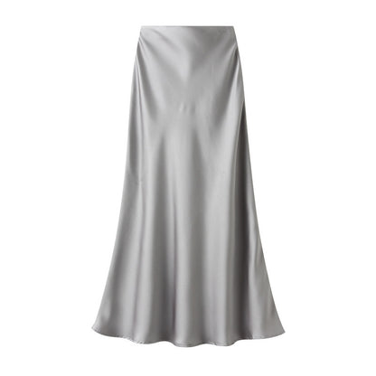 High-grade Draping Silky Satin Skirt For Women