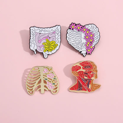 Creative Heart Organ Brooch Cartoon Golden M Badge