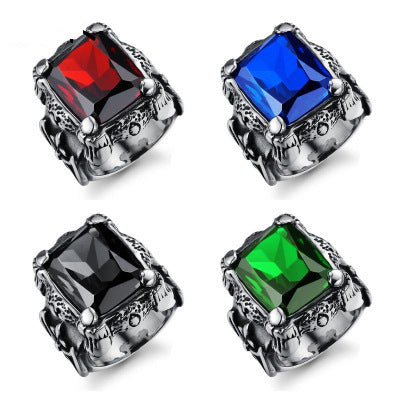 Titanium steel men's zircon ring