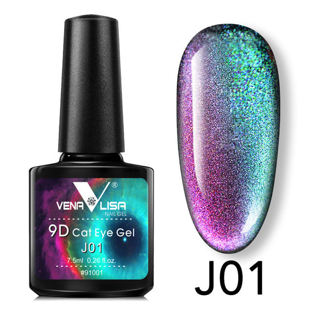 Esmalte en gel Venalisa 9D Cat Eye Magic Chameleon, esmalte en gel para manicura Galaxy Starry Magnetic Multicolor, 5 ml