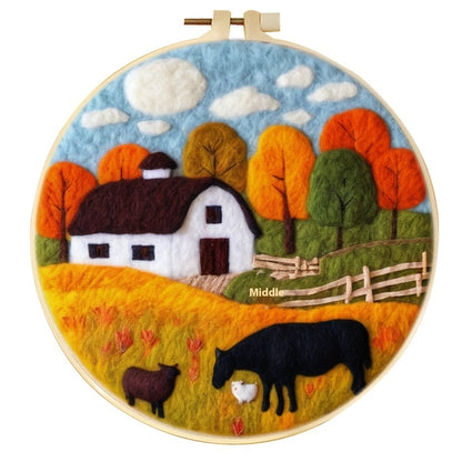 Wool Felt Painting With Embroidery Frame Needle Felt Supplies Suitable For Beginners