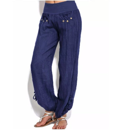 New Loose Button Decorations Casual Wide-leg Trousers Women