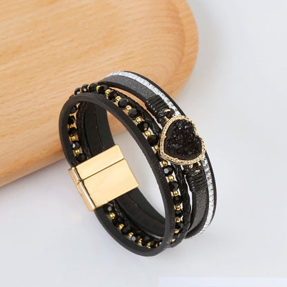 High-grade Leather Hand-woven Heart Bracelet