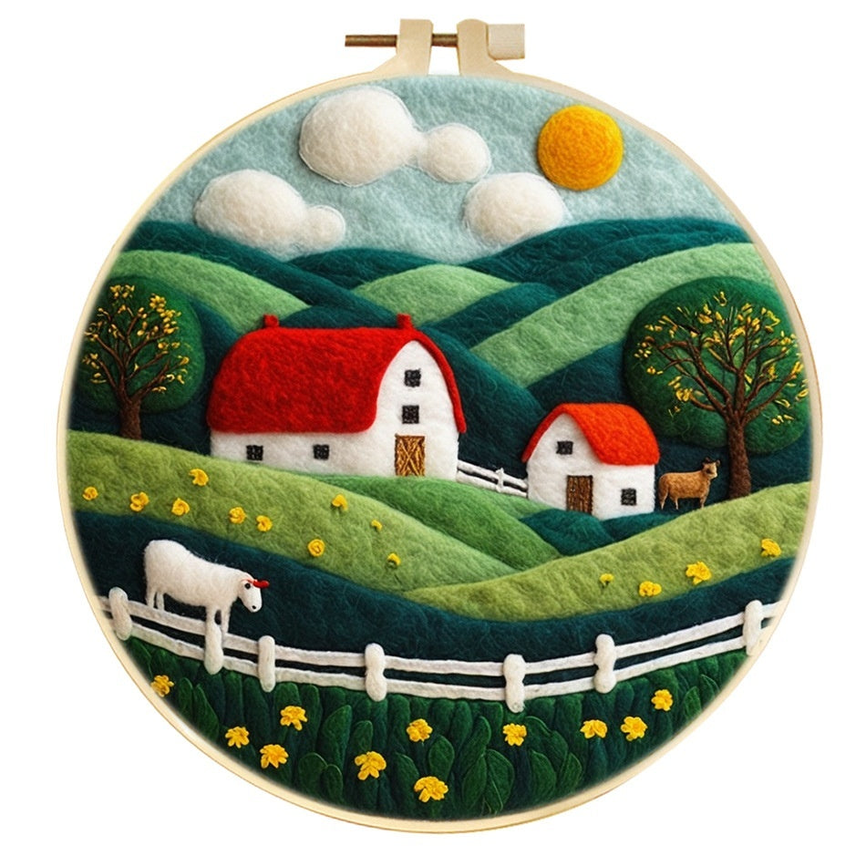 Wool Felt Painting With Embroidery Frame Needle Felt Supplies Suitable For Beginners