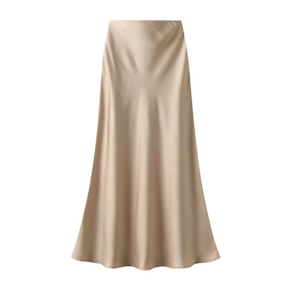 High-grade Draping Silky Satin Skirt For Women