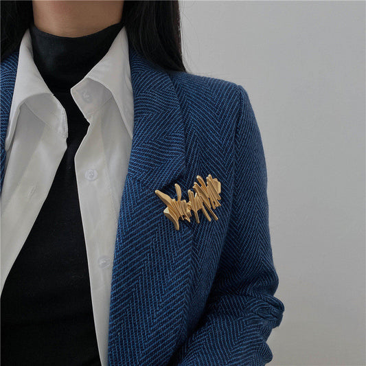 Broche de ramillete dorado asiático retro para mujer