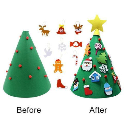 Árbol de Navidad de fieltro Colgante de árbol de Navidad tridimensional Rompecabezas para niños Hecho a mano DIY