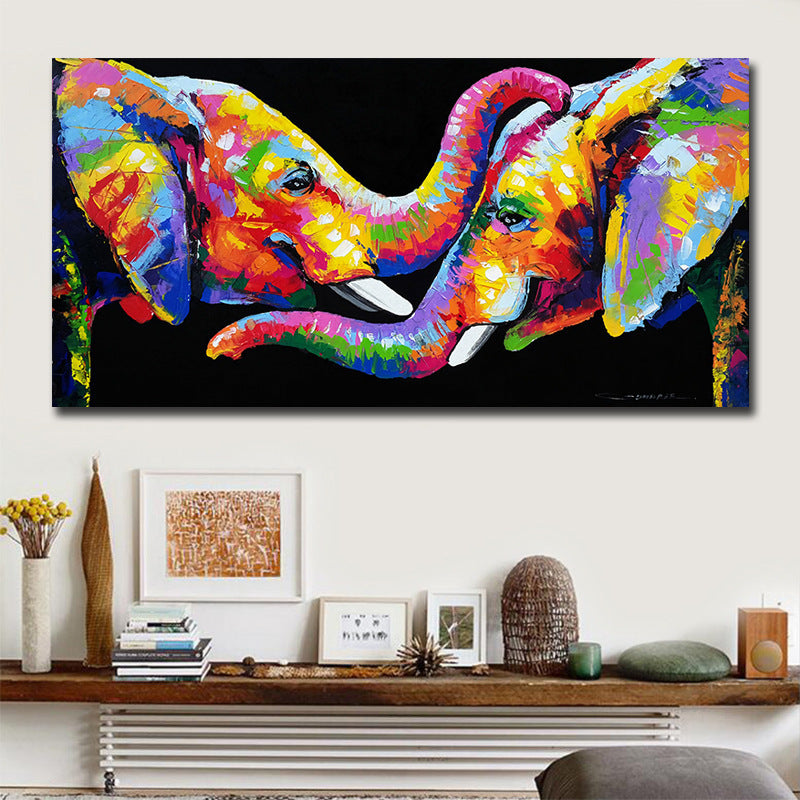 Color Graffiti Elephant Bucket Nose Living Room Wall Canvas Painting