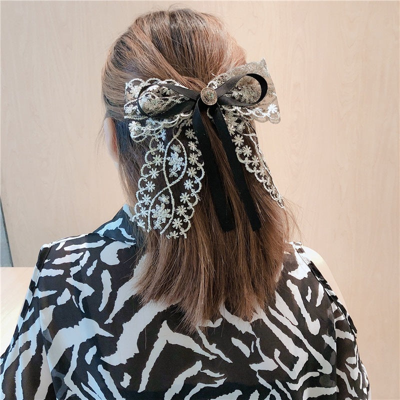 New Lace Bow Barrettes Women