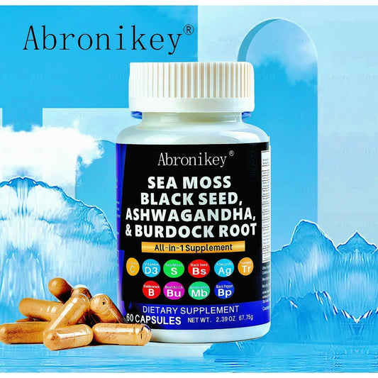 Abronikey Sea Moss 120 cápsulas Apoyo inmunológico y salud digestiva Suplemento natural de musgo marino rico en minerales y vitaminas