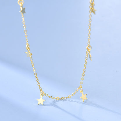 Collar con borlas de estrella de plata S925 para mujer, sencillo