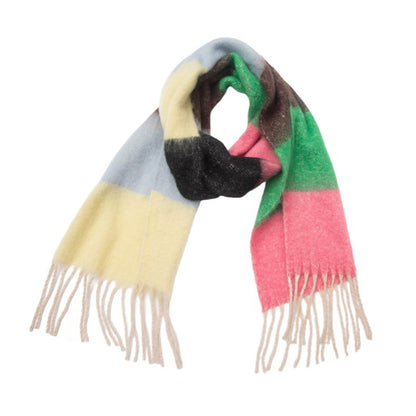 Men's And Women's Yarn Thick Tassel Striped Scarf