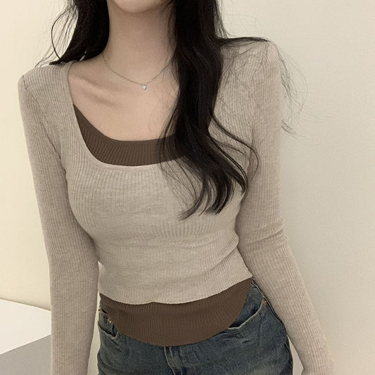 Women's Slim Irregular Hem Knitted Top