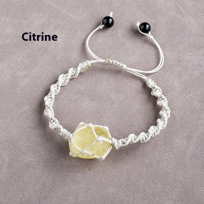 Natural Crystal Rolling Stone Mesh Bracelet