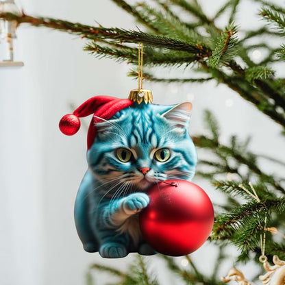 Colgante de coche con forma de gato creativo navideño